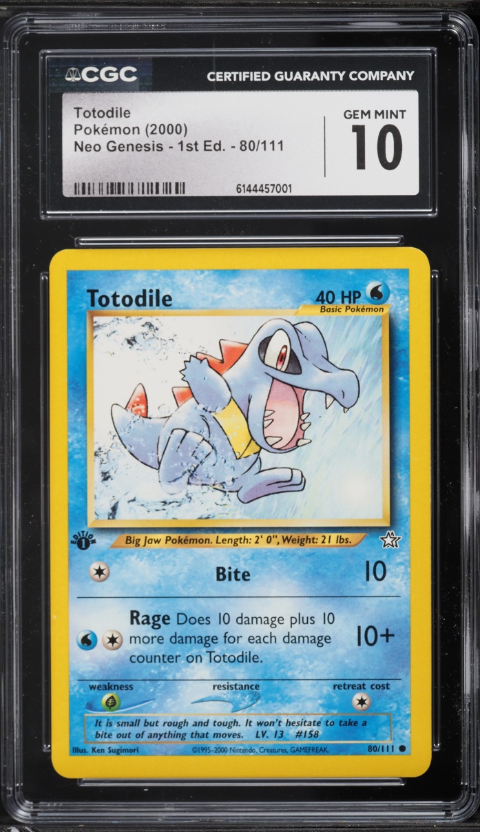 2000 Pokemon Neo Genesis 1st Edition Totodile #80 CGC 10 GEM MINT