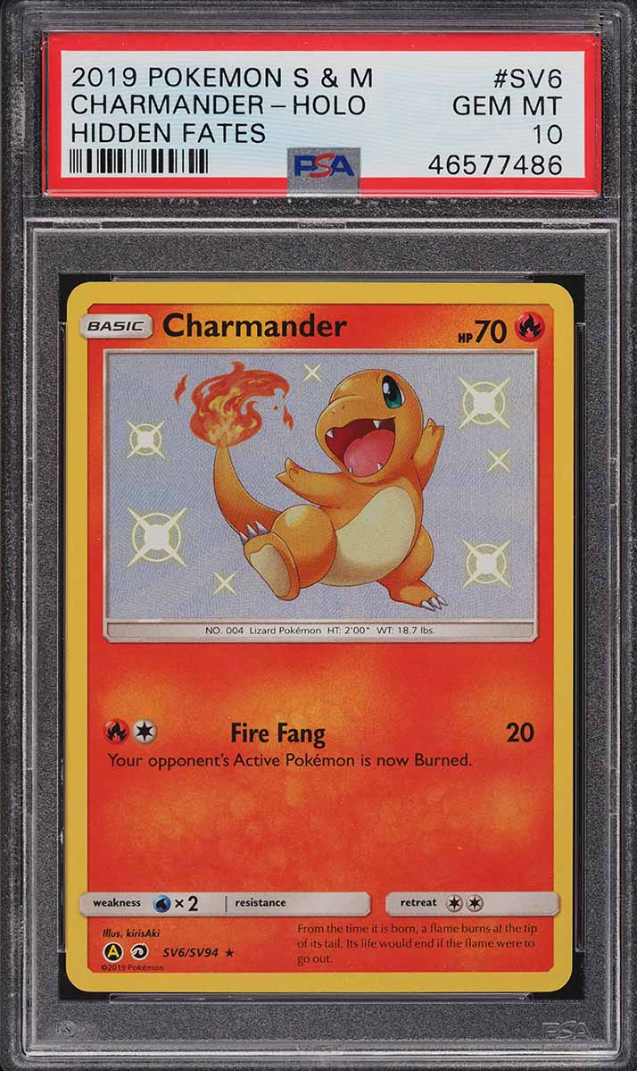 2019 Pokemon Sun & Moon Hidden Fates Shiny Charmander #SV6 PSA 10 GEM MINT