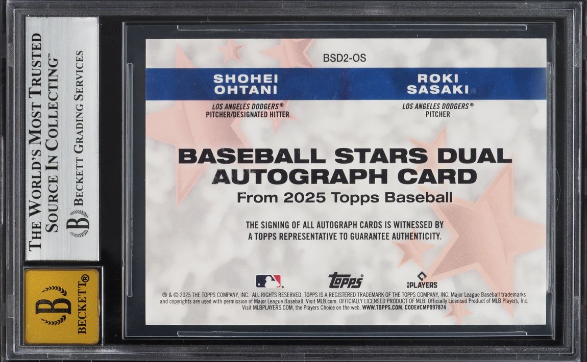 2025 Topps Baseball Stars Dual Roki Sasaki Shohei Ohtani AUTO #BSD2OS BGS 8.5 NM-MT+
