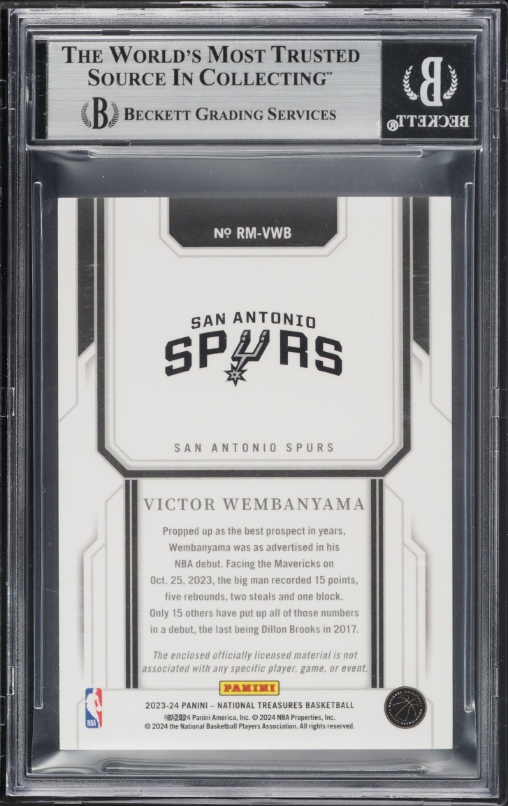 2023 National Treasures International Red Victor Wembanyama ROOKIE PATCH /8 #RM-VWB BGS 9 MINT