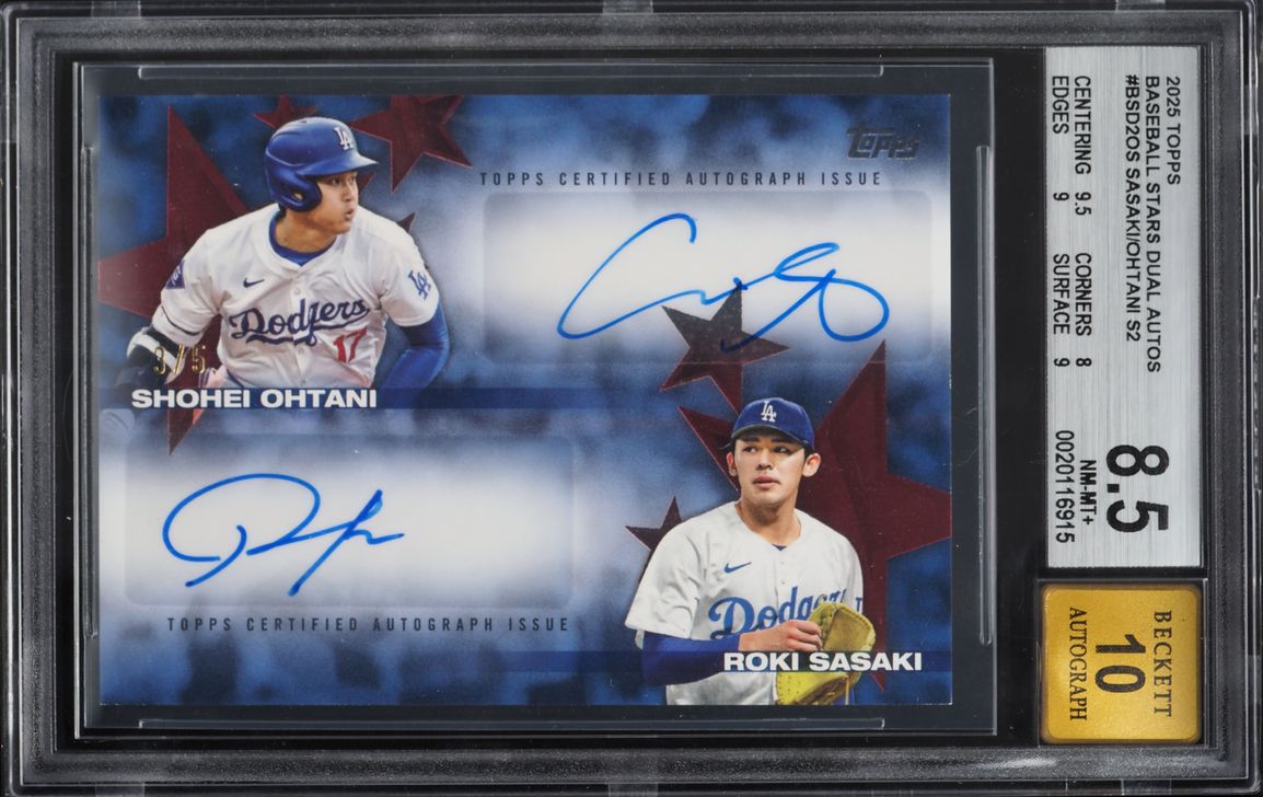 2025 Topps Baseball Stars Dual Roki Sasaki Shohei Ohtani AUTO #BSD2OS BGS 8.5 NM-MT+