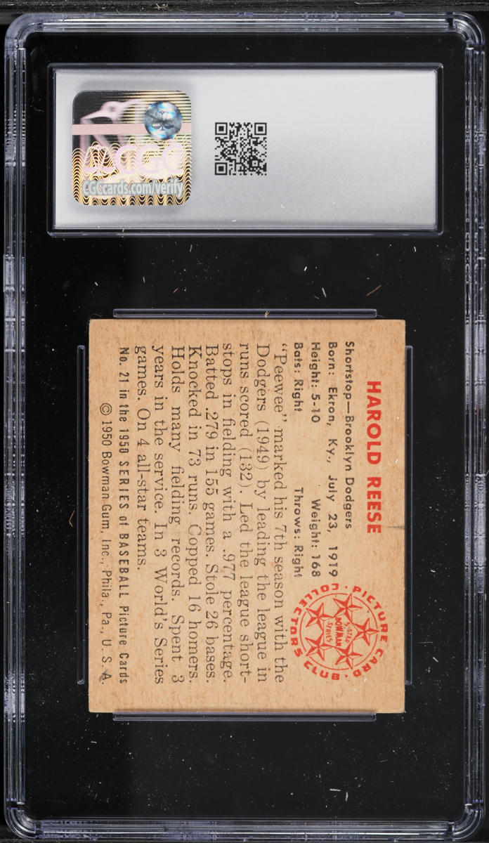 1950 Bowman Pee Wee Reese #21 CGC 5 EX