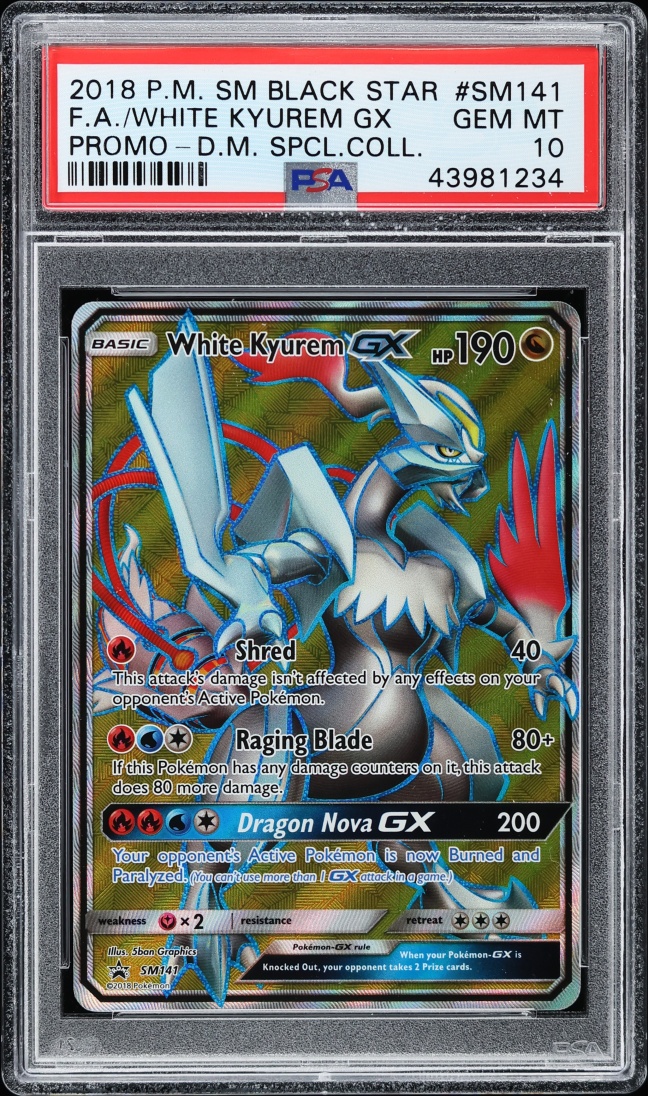 2018 Pokemon Sun & Moon Promo Dragon Majesty Special Full Art White Kyurem GX #SM141 PSA 10 GEM