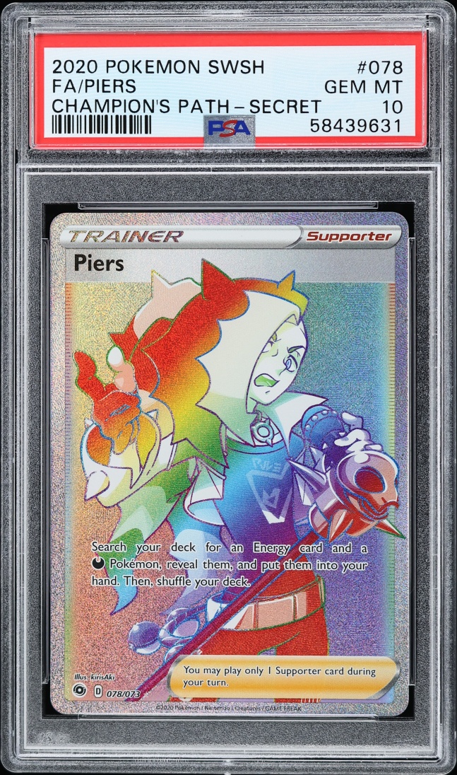 2020 Pokemon Sword & Shield Champion's Path Rainbow Rare Piers #78 PSA 10 GEM MINT
