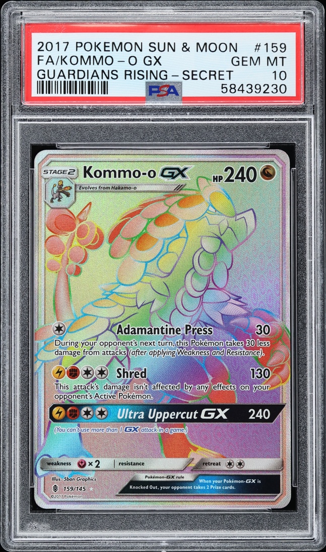 2017 Pokemon Sun & Moon Guardians Rising Rainbow Rare Kommo-O GX #159 PSA 10 GEM MINT