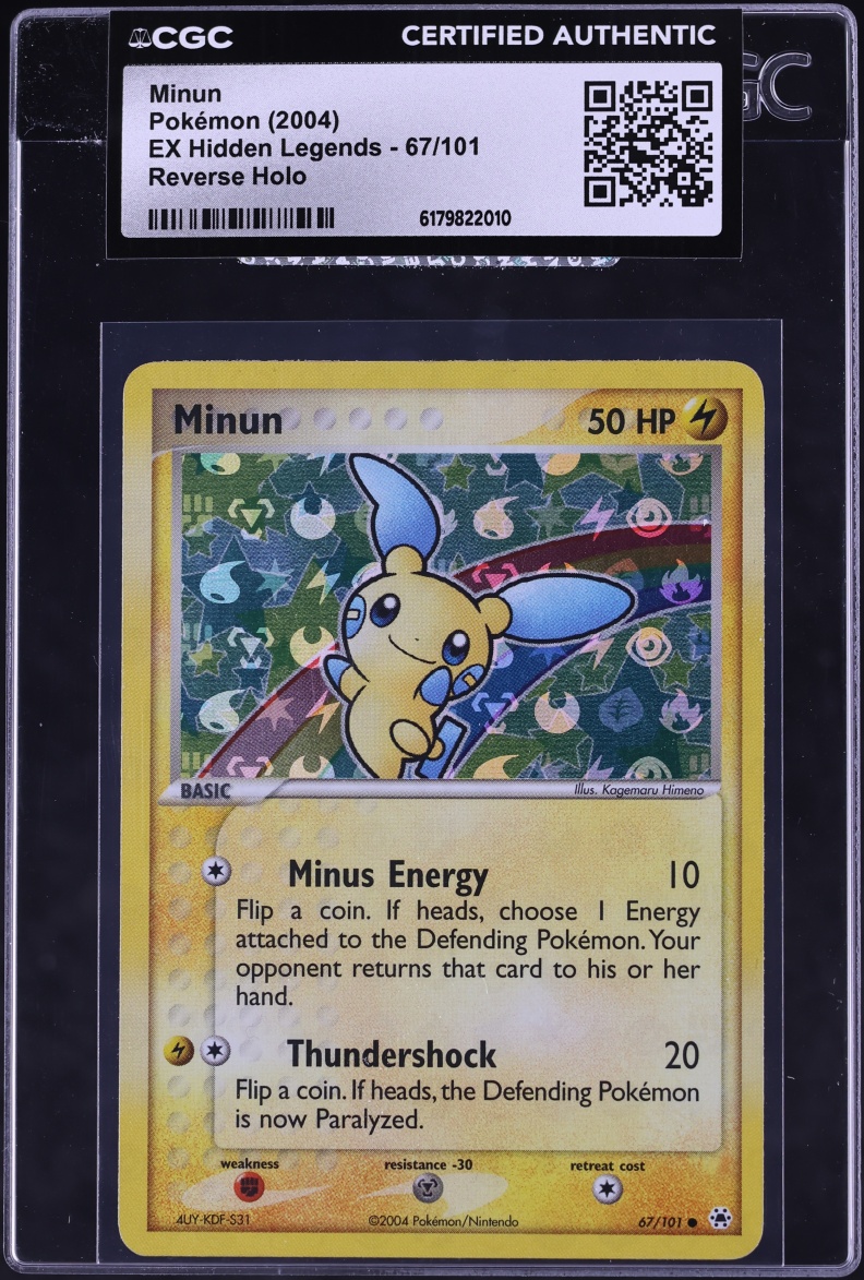 2004 Pokemon EX Hidden Legends Reverse Holo Minun #67 CGC AUTH