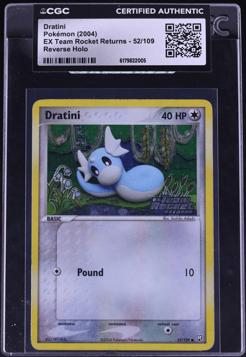 2004 Pokemon EX Team Rocket Returns Reverse Holo Dratini #52 CGC AUTH