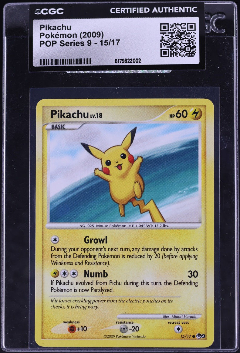 2009 Pokemon POP Series 9 Pikachu #15 CGC AUTH