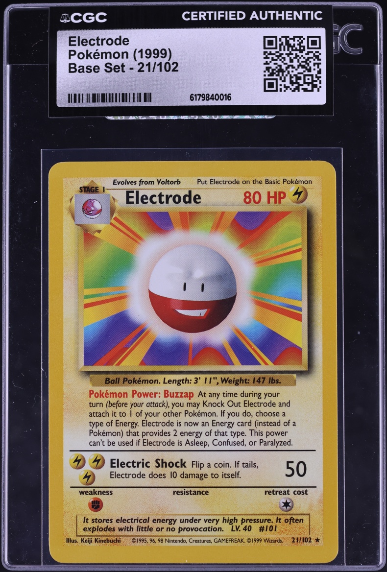 1999 Pokemon Base Set Electrode #21 CGC AUTH
