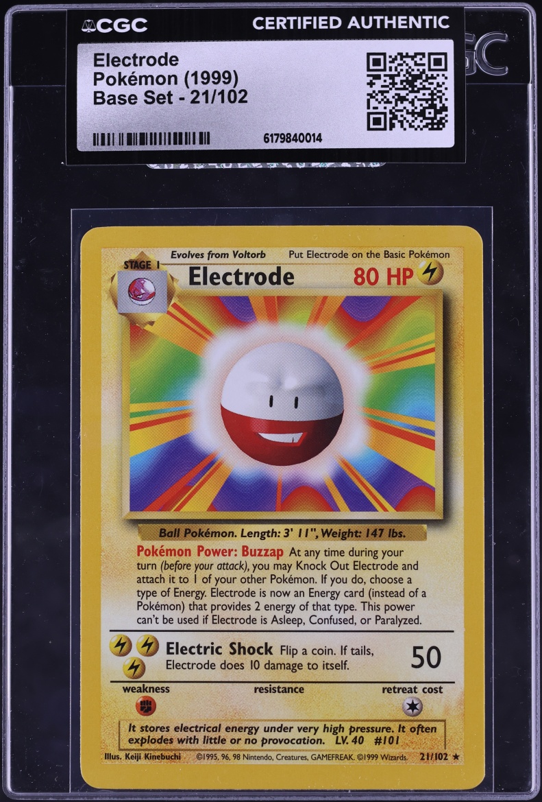 1999 Pokemon Base Set Electrode #21 CGC AUTH
