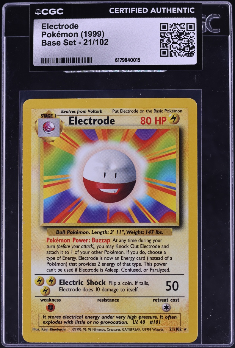 1999 Pokemon Base Set Electrode #21 CGC AUTH