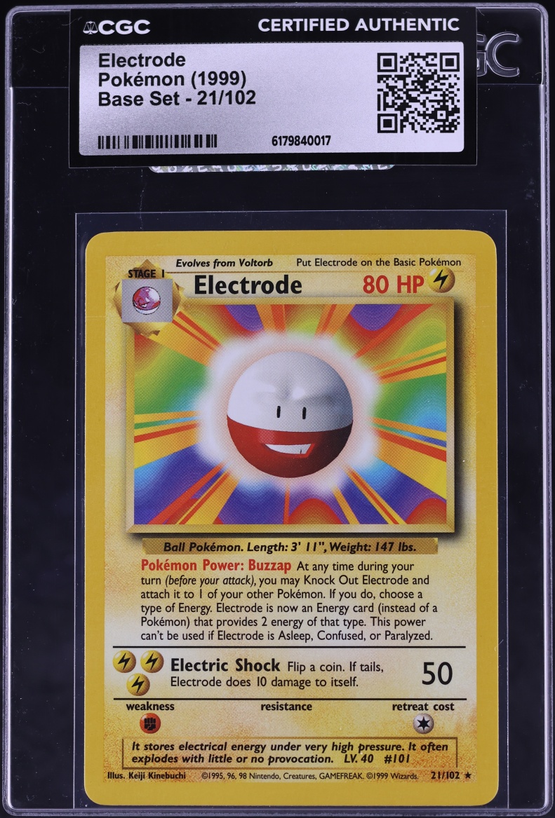 1999 Pokemon Base Set Electrode #21 CGC AUTH