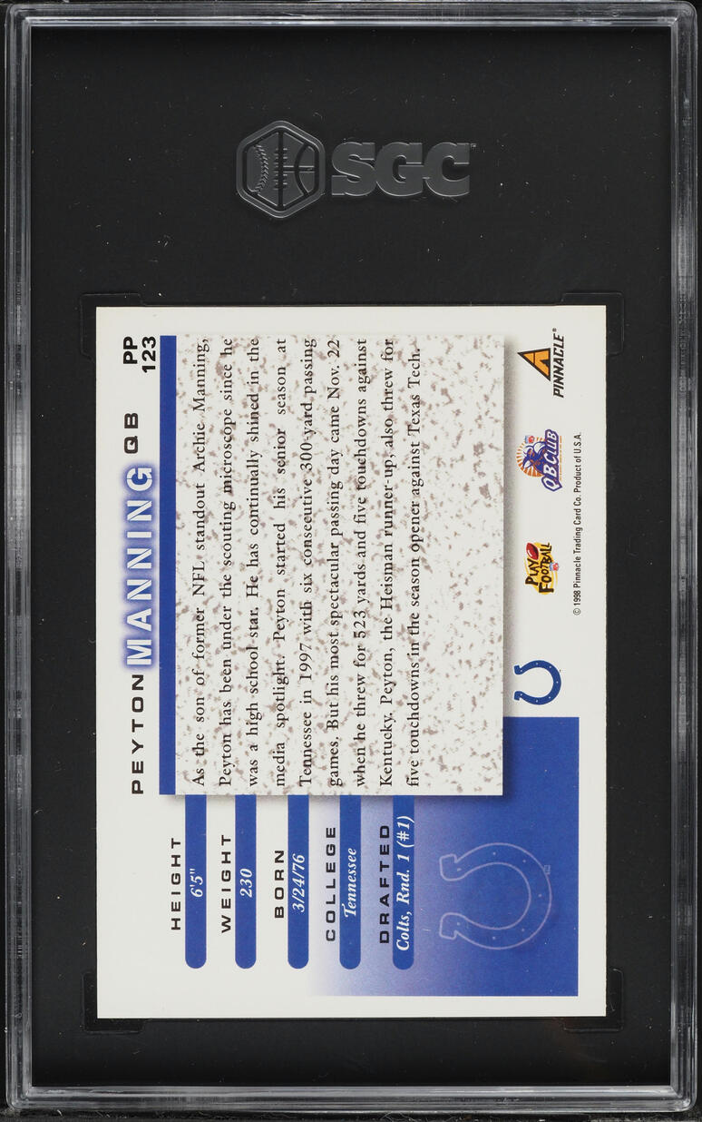 1998 Score Showcase Artist Proof Peyton Manning ROOKIE #PP123 SGC 9 MINT