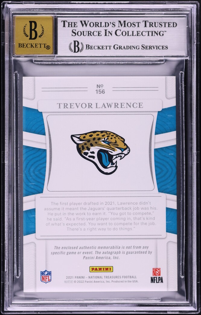 2021 National Treasures Trevor Lawrence ROOKIE PATCH AUTO /99 #156 BGS 8.5 NM-MT+