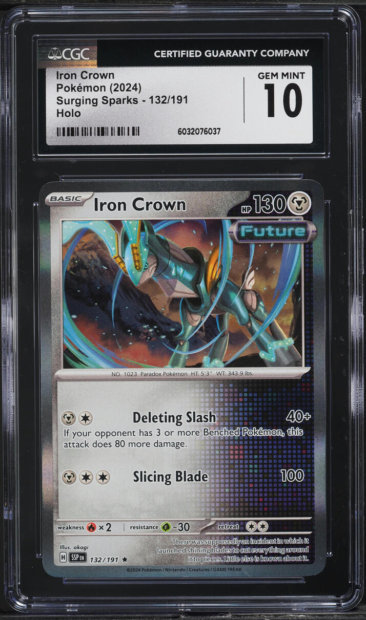 2024 Pokemon SV Surging Sparks Holo Iron Crown #132 CGC 10 GEM MINT
