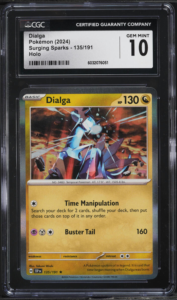 2024 Pokemon Scarlet & Violet Surging Sparks Holo Dialga #135 CGC 10 GEM MINT