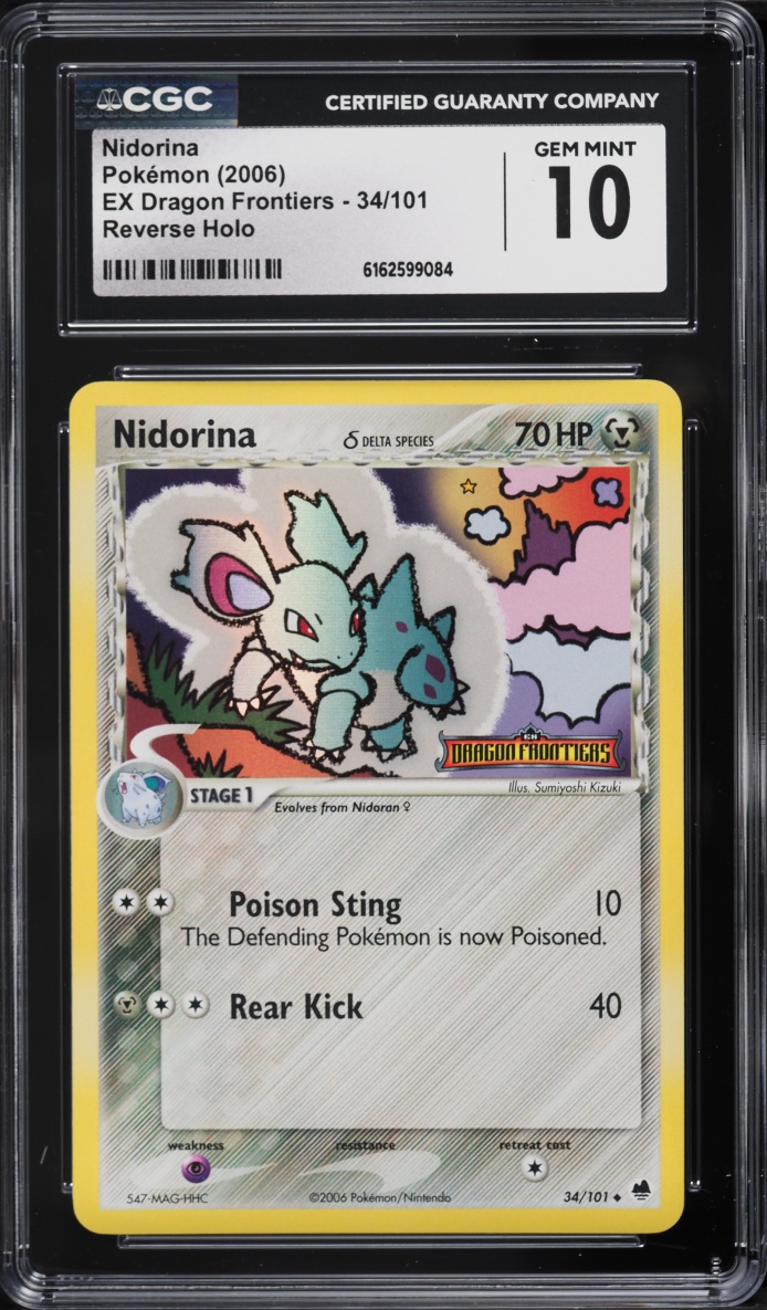 2006 Pokemon EX Dragon Frontiers Reverse Holo Nidorina #34 CGC 10 GEM MINT