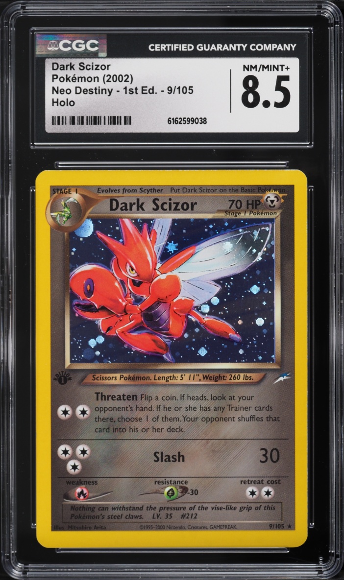 2002 Pokemon Neo Destiny 1st Edition Holo Dark Scizor #9 CGC 8.5 NM-MT+