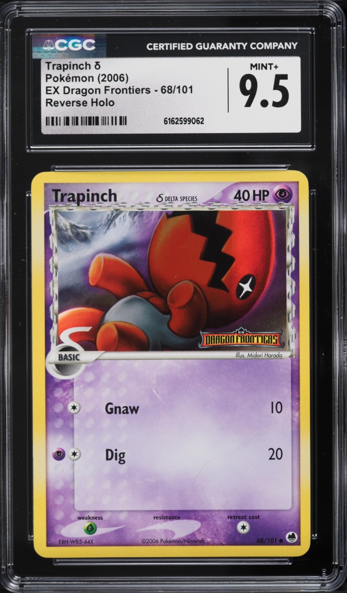 2006 Pokemon EX Dragon Frontiers Reverse Holo Trapinch #68 CGC 9.5 MINT+