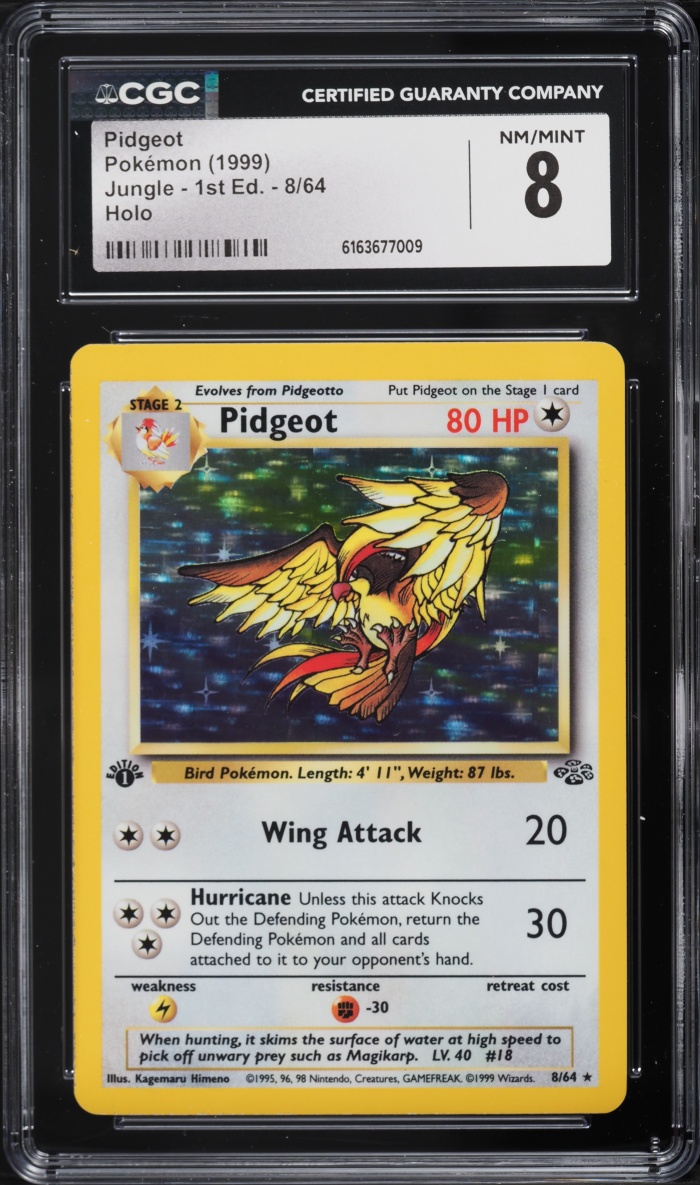 1999 Pokemon Jungle 1st Edition Holo Pidgeot #8 CGC 8 NM-MT
