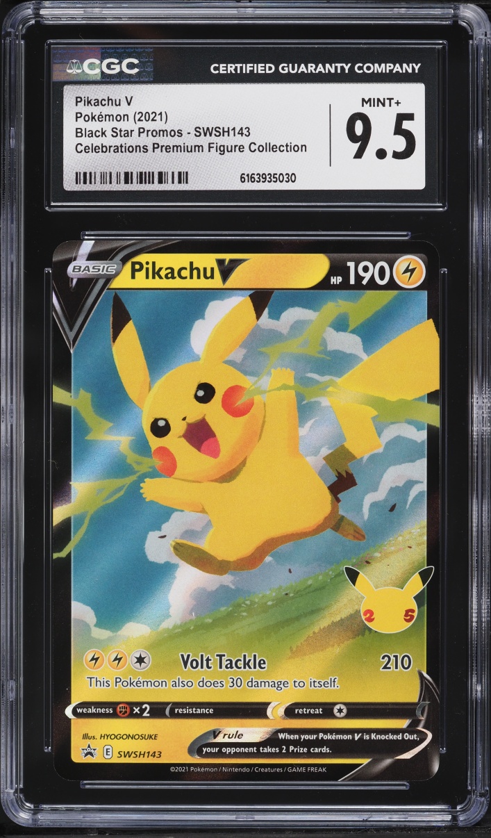 2021 Pokemon Sword & Shield Promo Celebrations Premium Holo Pikachu V #SWSH143 CGC 9.5 MINT+