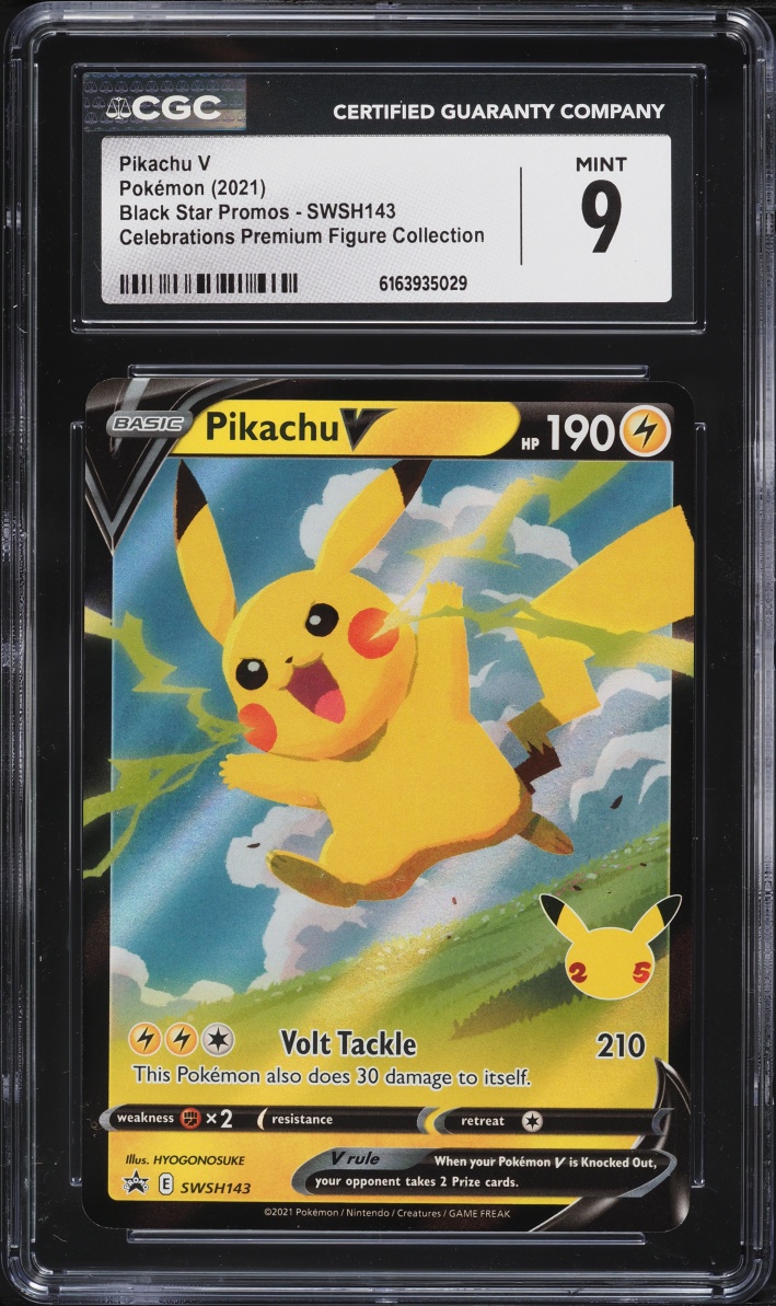 2021 Pokemon Sword & Shield Promo Celebrations Premium Holo Pikachu V #SWSH143 CGC 9 MINT