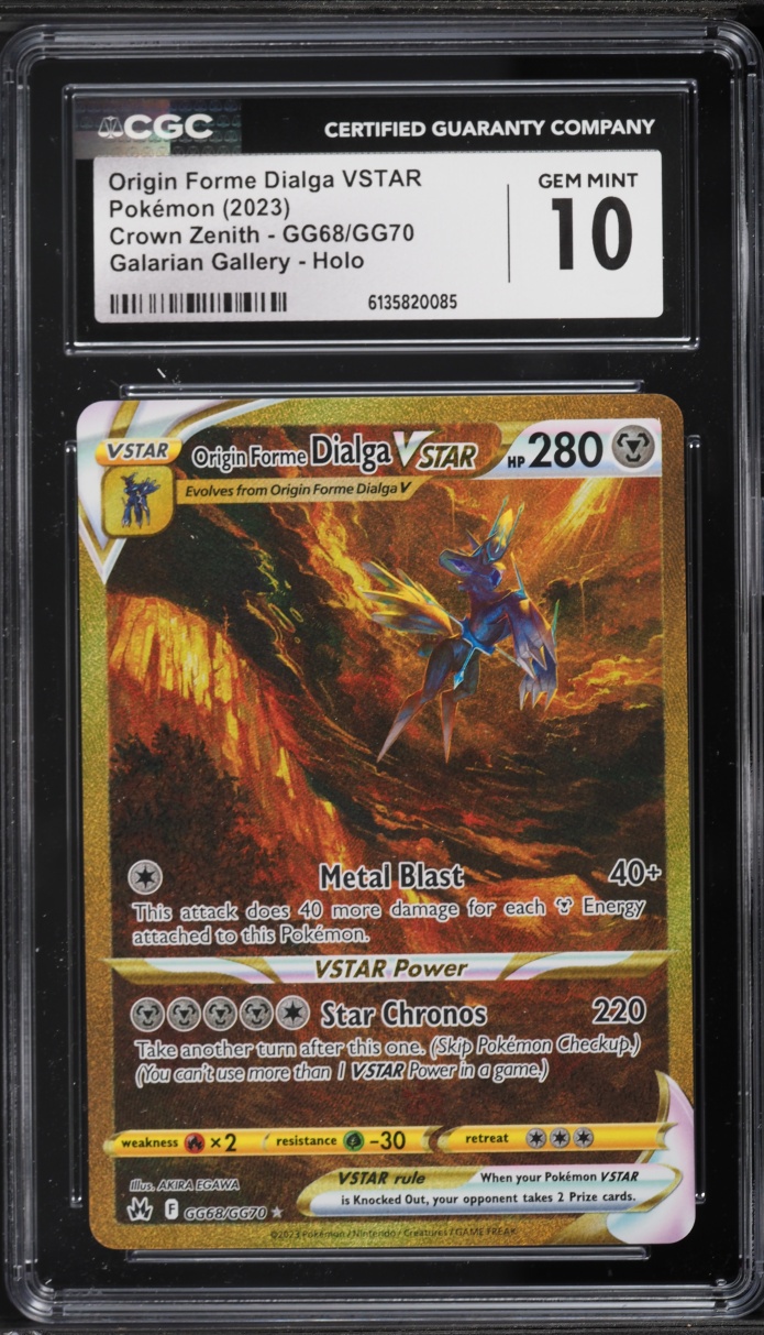 2023 Pokemon Sword & Shield Crown Zenith Gold Rare Origin Forme Dialga VSTAR #GG68 CGC 10 GEM