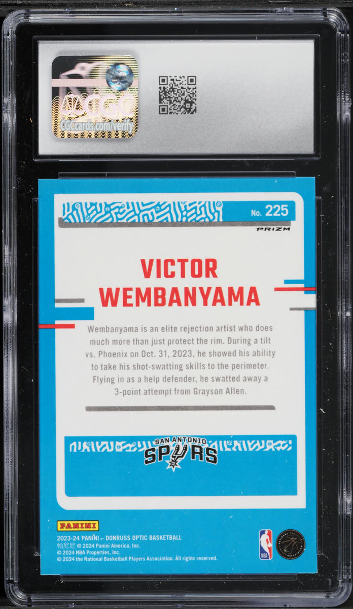 2023 Donruss Optic Hyper Pink Victor Wembanyama ROOKIE #225 CGC 10 GEM MINT
