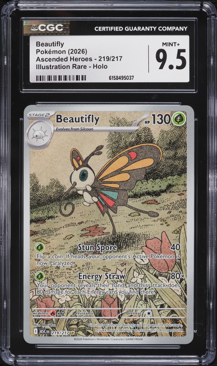 2026 Pokemon Mega Evolution Ascended Heroes IR Beautifly #219 CGC 9.5 MINT+