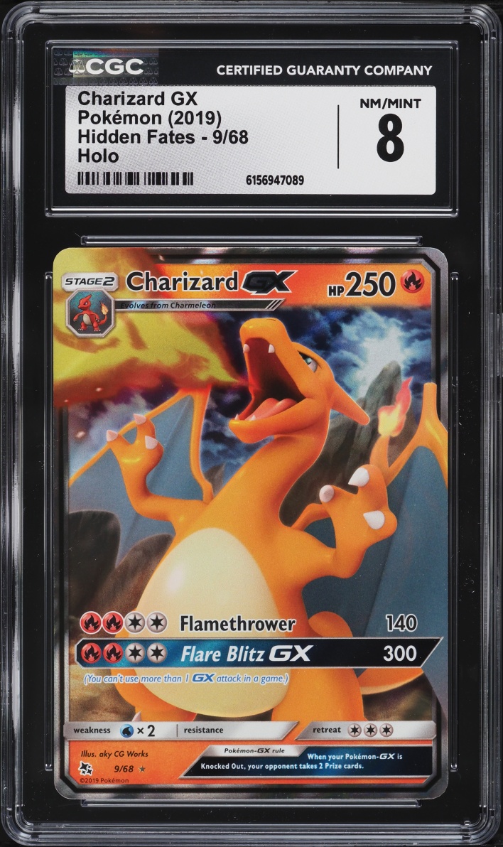 2019 Pokemon Sun & Moon Hidden Fates Holo Charizard GX #9 CGC 8 NM-MT