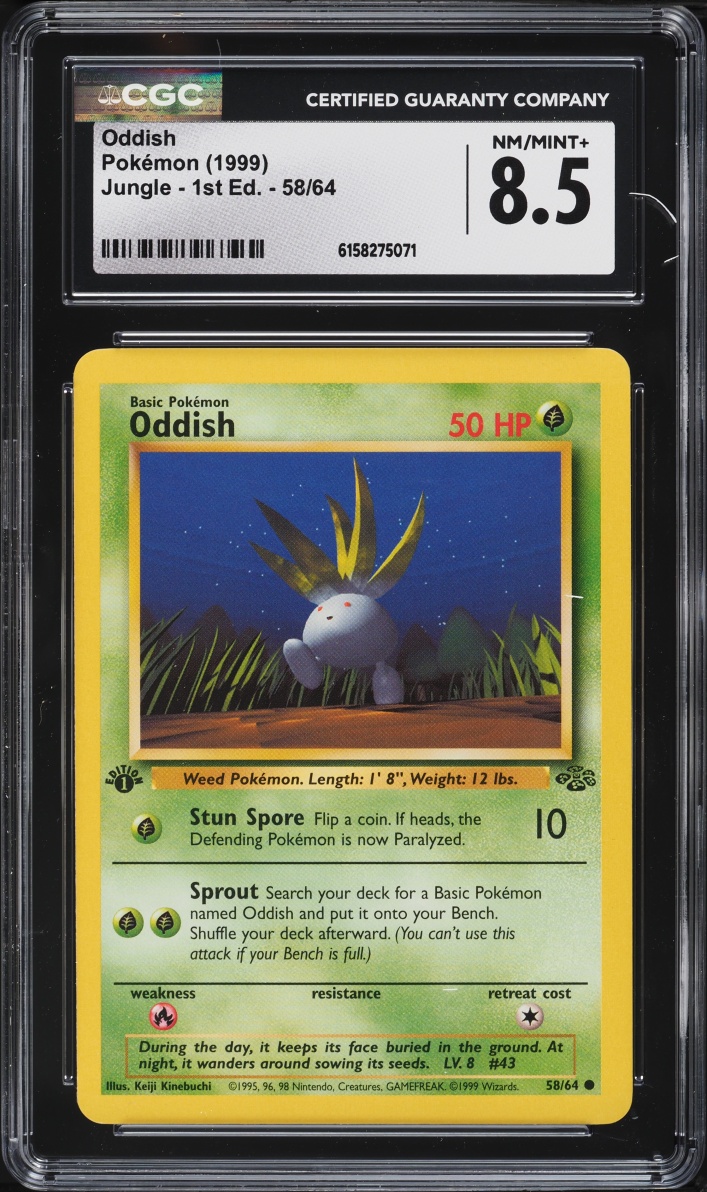 1999 Pokemon Jungle 1st Edition Oddish #58 CGC 8.5 NM-MT+
