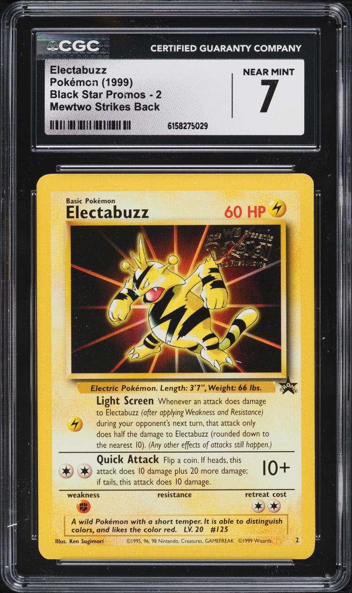 1999 Pokemon Black Star Promo Mewtwo Strikes Back Electabuzz #2 CGC 7 NRMT