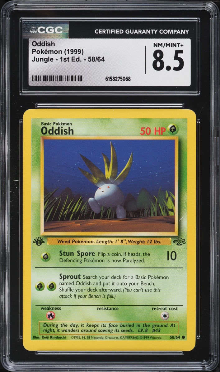 1999 Pokemon Jungle 1st Edition Oddish #58 CGC 8.5 NM-MT+