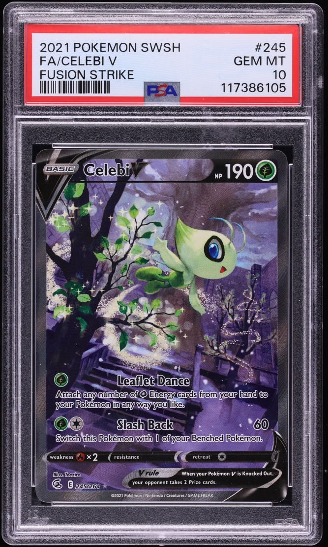 2021 Pokemon Sword & Shield Fusion Strike Alt Art Celebi V #245 PSA 10 GEM MINT