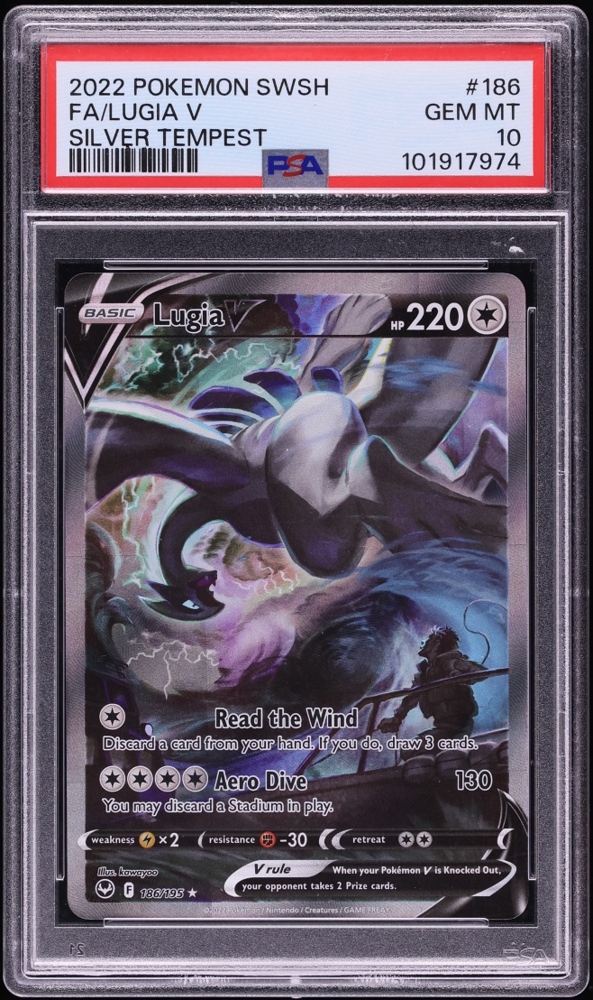 2022 Pokemon Sword & Shield Silver Tempest Alt Art Lugia V #186 PSA 10 GEM MINT