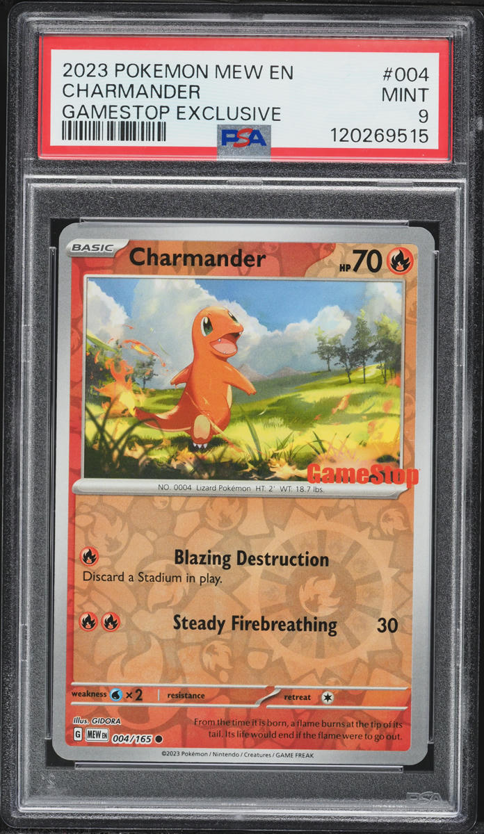 2023 Pokemon Sword & Shield Gamestop Exclusive Reverse Holo Charmander #4 PSA 9 MINT