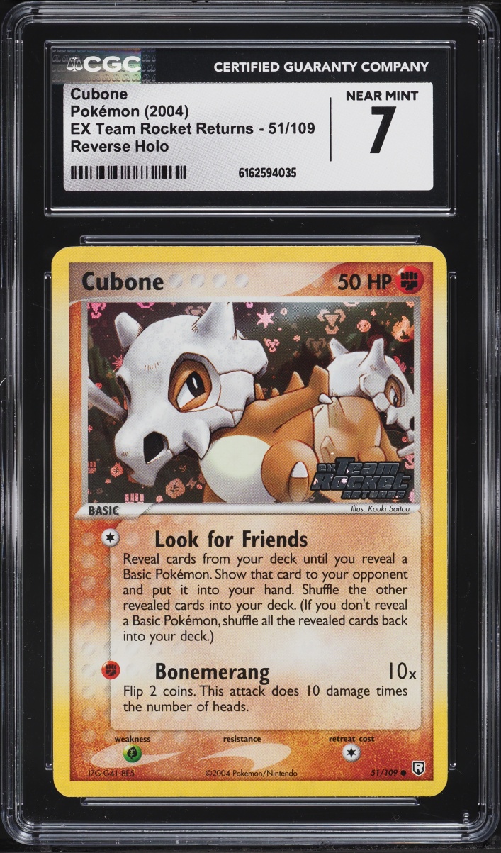 2004 Pokemon EX Team Rocket Returns Reverse Holo Cubone #51 CGC 7 NRMT
