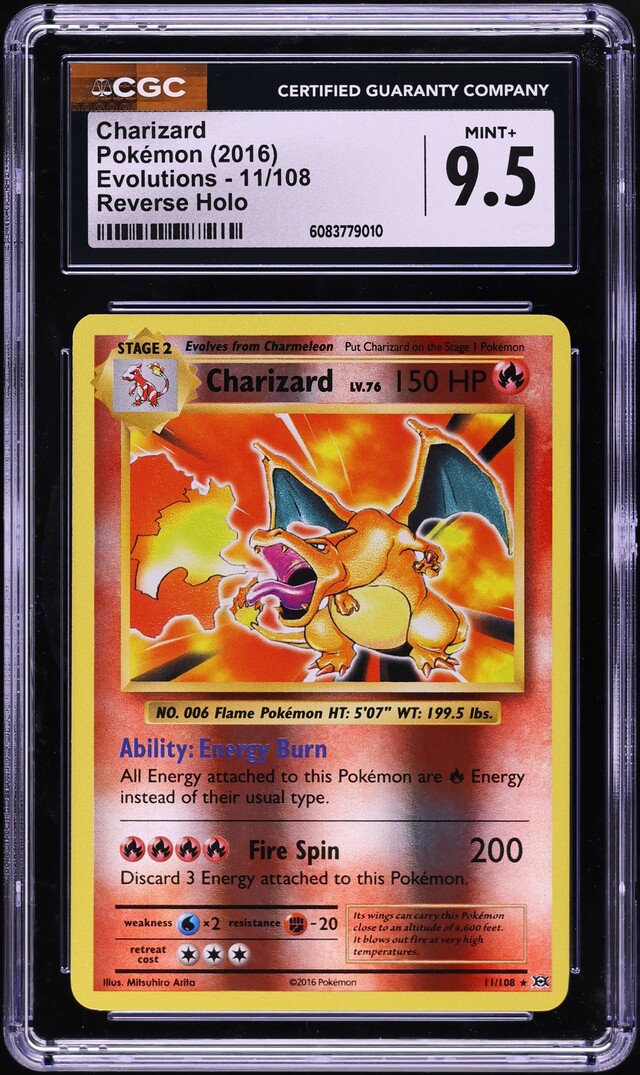 2016 Pokemon XY Evolutions Reverse Holo Charizard #11 CGC 9.5 MINT+