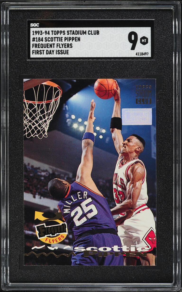 1993 Topps Stadium Club Frequent Flyers First Day Issue Scottie Pippen #184 SGC 9 MINT