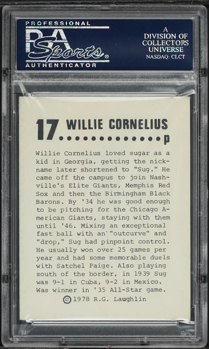 1978 Laughlin Long Ago Black Stars Willie Cornelius #17 PSA 8 NM-MT