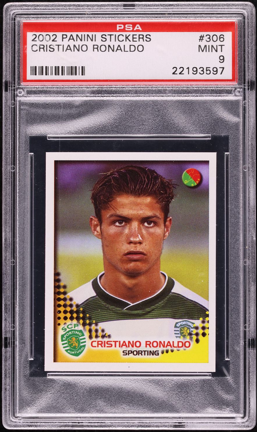 2002 Panini Futebol Portugal Stickers Cristiano Ronaldo ROOKIE #306 PSA 9 MINT