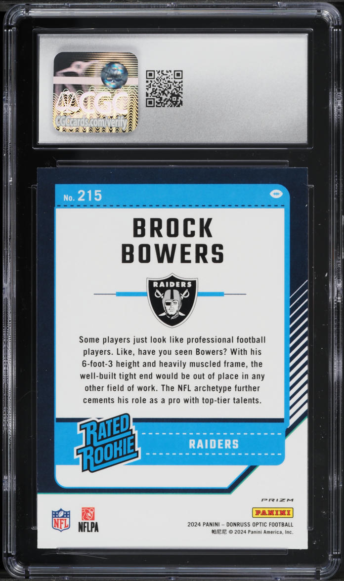 2024 Donruss Optic Pink Brock Bowers ROOKIE #215 CGC 9 MINT