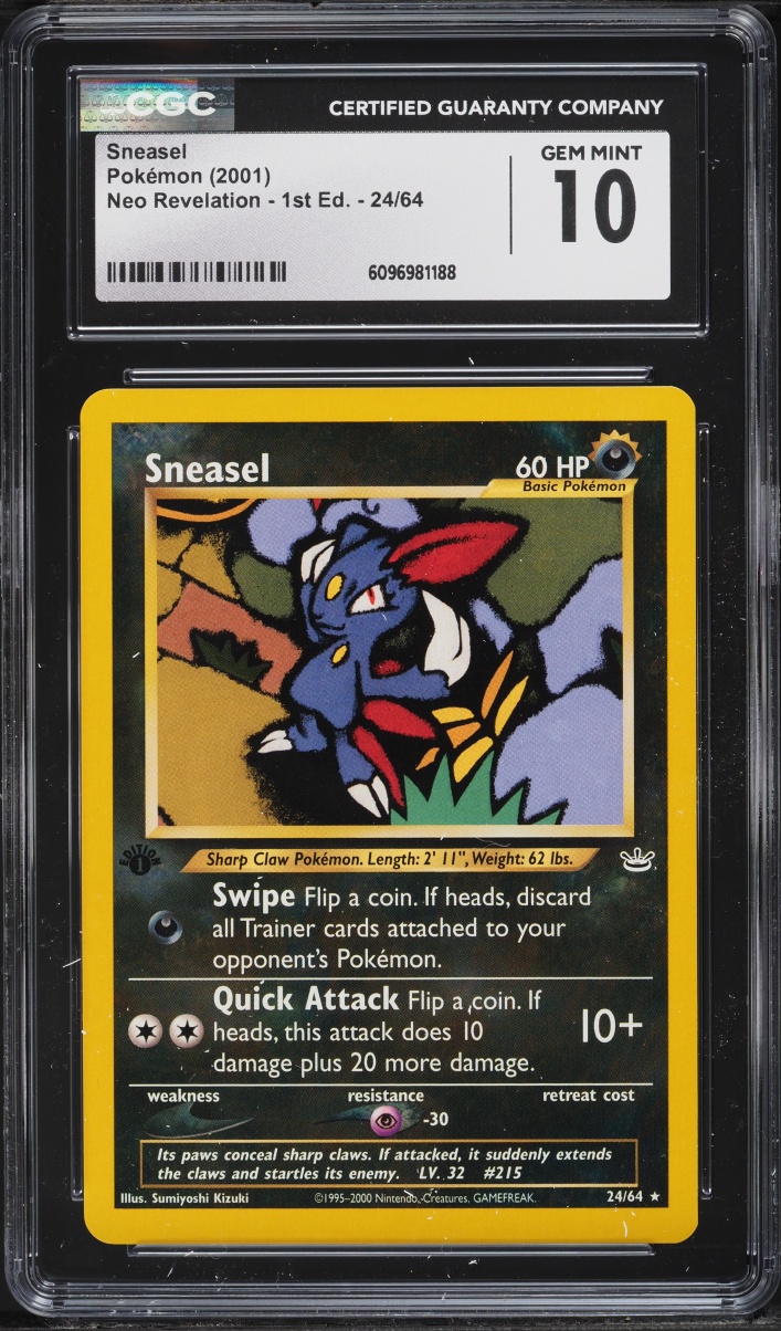 2001 Pokemon Neo Revelation 1st Edition Sneasel #24 CGC 10 GEM MINT