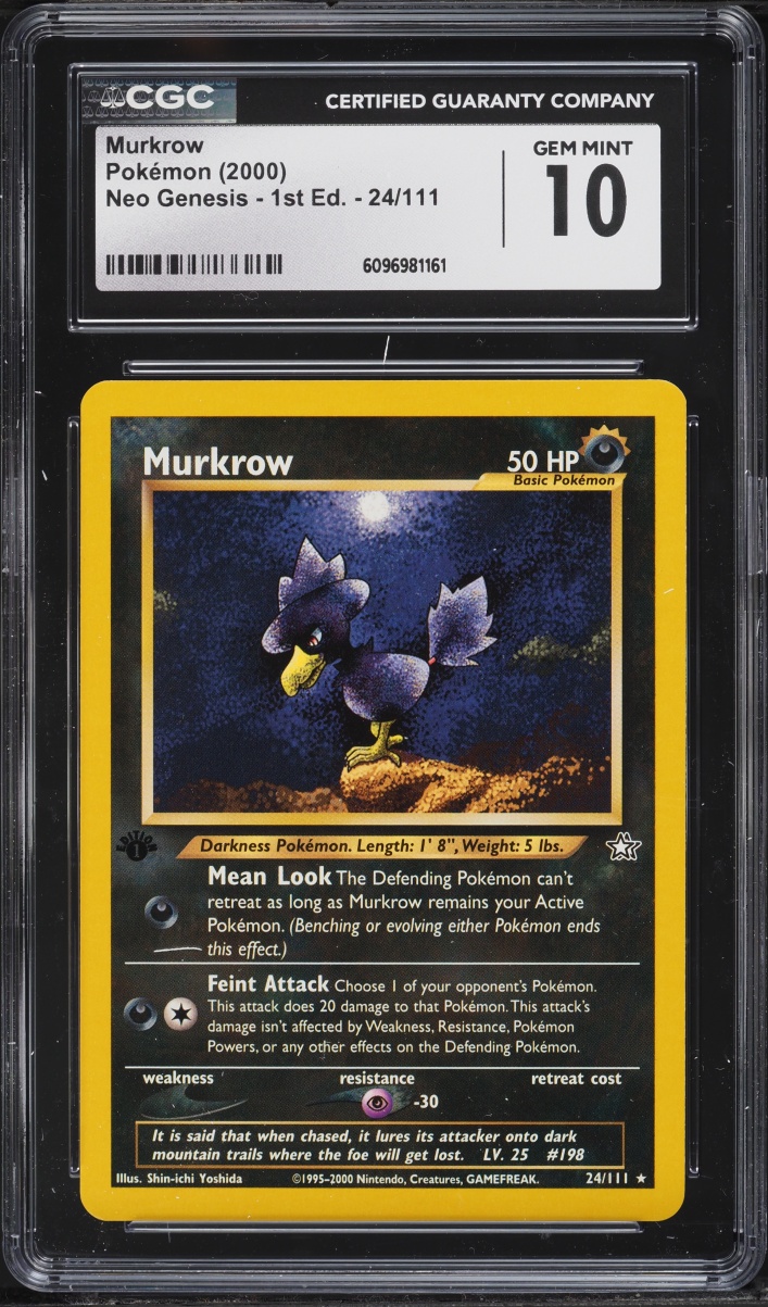 2000 Pokemon Neo Genesis 1st Edition Murkrow #24 CGC 10 GEM MINT