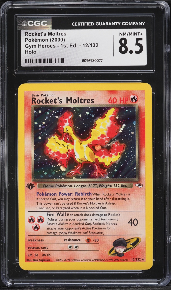 2000 Pokemon Gym Heroes 1st Edition Holo Rocket's Moltres #12 CGC 8.5 NM-MT+