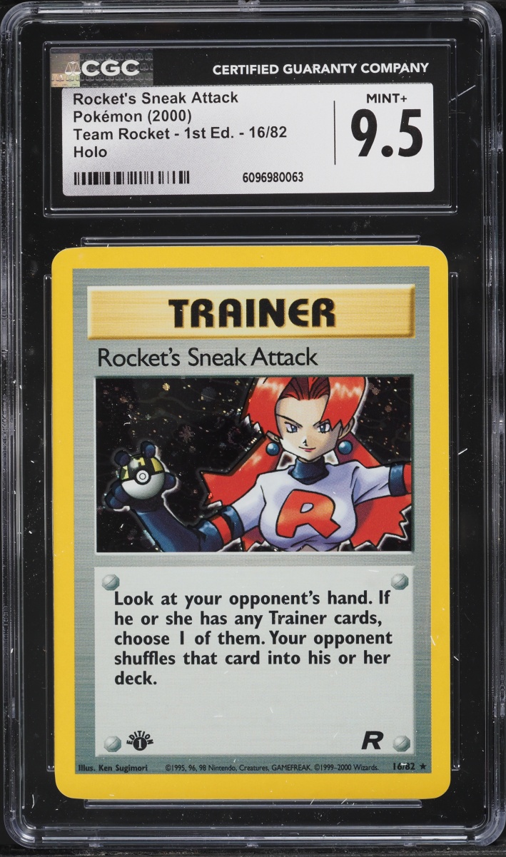 2000 Pokemon Team Rocket 1st Edition Holo Rocket's Sneak Attack #16 CGC 9.5 MINT+