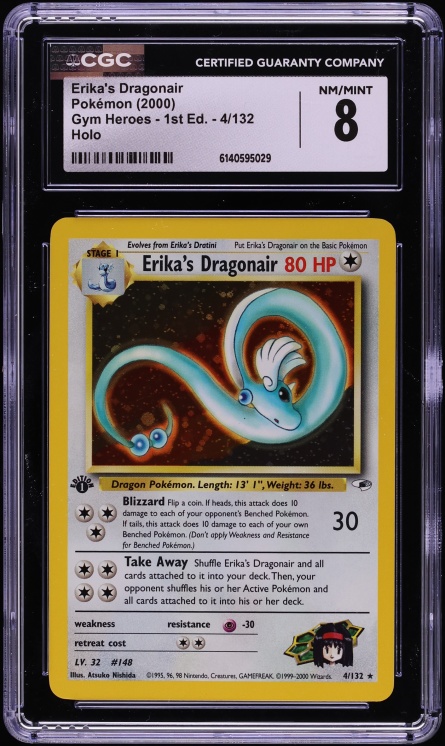 2000 Pokemon Gym Heroes 1st Edition Holo Erika's Dragonair #4 CGC 8 NM-MT