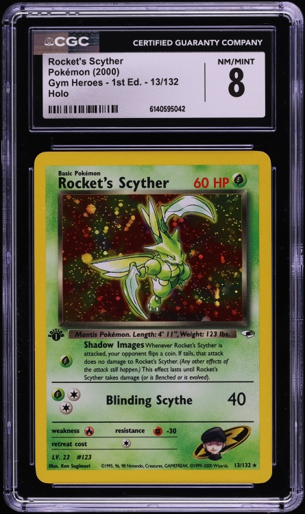 2000 Pokemon Gym Heroes 1st Edition Holo Rocket's Scyther #13 CGC 8 NM-MT