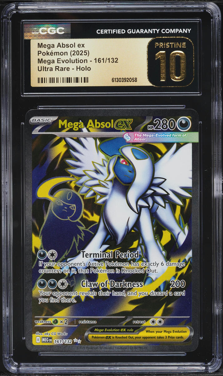 2025 Pokemon Mega Evolution Full Art Mega Absol Ex #161 CGC 10 Pristine