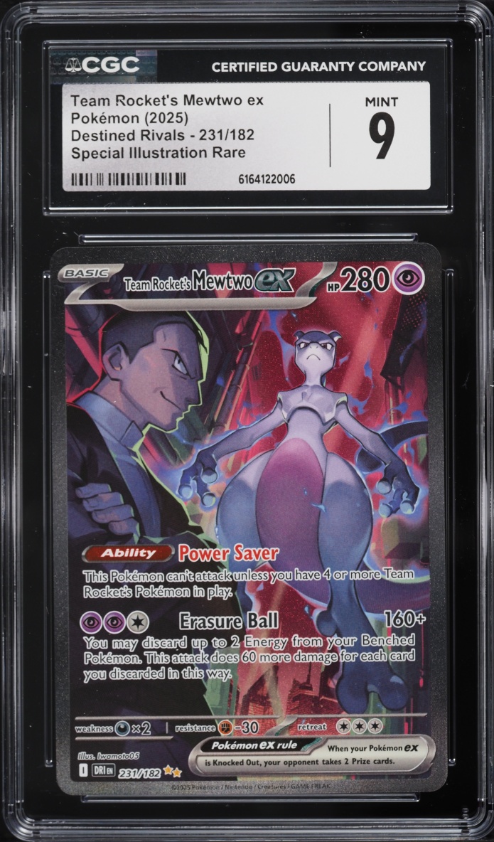 2025 Pokemon Scarlet & Violet Destined Rivals SIR Team Rocket's Mewtwo ex #231 CGC 9 MINT